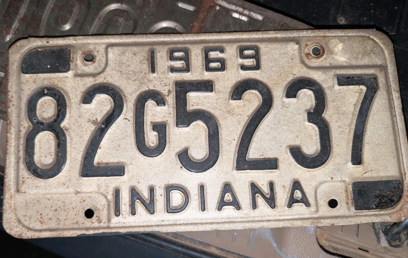 Vintage 1969 Indiana State License Plate Tag Authentic Mancave Garage pub Decor