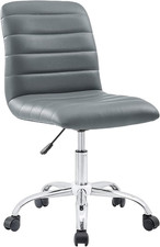 Ripple Ribbed Armless Mid Back Swivel Computer Desk Office Chair in Gray