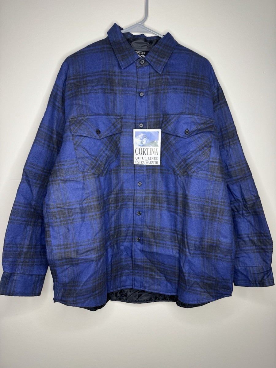 ごう様 Vintage Cortina Quilt Lined Shirt Jacket Shacket Mens Large Blue