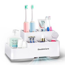 Toothbrush Holder with Anti-Slip, Bathroom Organizer Countertop Detachable fo...