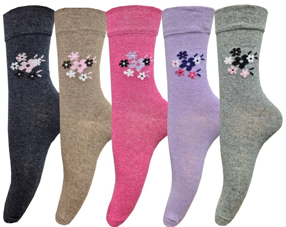 BAKIS TEXTIL-IMPORT-EXPORT 5-30 Paar Damen Diabetiker Gesundheitssocken ohne Gummi Baumwolle 35/38-39/42