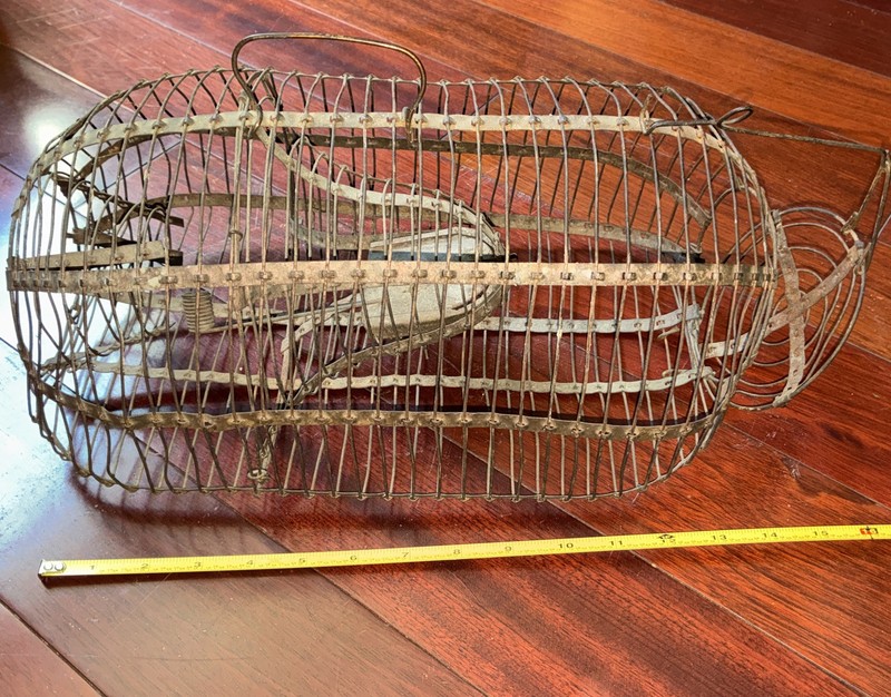 Vintage Antique Larger Size Metal Primitive Wire Mouse Rat Trap Cage - 15" Long