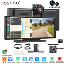 10.26'' Car Truck Sat Nav GPS Navigation Touch Screen 4K+1080 Dash Cam +Carplay