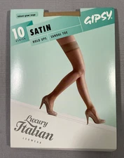 GIPSY Satin Hold Ups Women's Large Natural Glow Nylon Lace Top