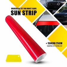 Universal Windshield Banner Gloss Red Vinyl Decal Sun Visor Strip 60"x10" PVC