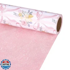 LaRibbons Reversible Bow Wrapping Paper Mini Roll, Pink Bow and Floral Design