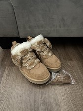 UGG Women's Beige Suede Wool Lined Comfort Lace Up Sneakers