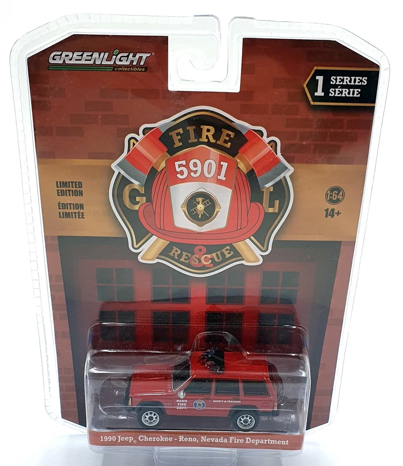 Greenlight 1/64 Scale 67010-D - 1990 Jeep Nevada Fire Department - Red - Image 4 of 4