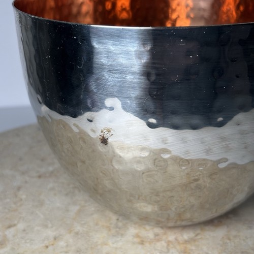 Vintage Bath & Body Works Set Decorative Hammered Rimless Copper Bowl Silver 5” - Picture 5 of 10