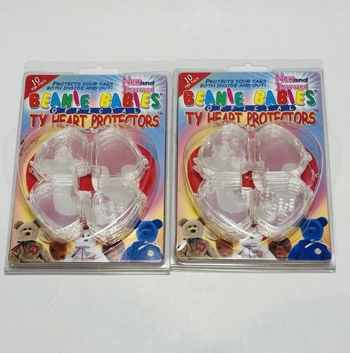 (2) 10 Packs Beanie Babies Official TY Heart Paper Tag Protectors 1999 Vintage