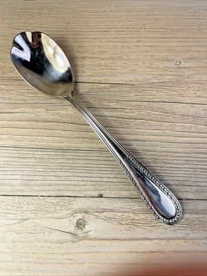 Oneida ALBERTA 1 Sugar Shell Spoon 18/10 Stainless Beaded China 6 1/4''