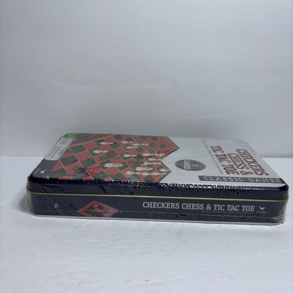 CHECKERS CHESS TIC-TAC-TOE by Cardinal Travel Classic Games In Collectible Tin - Image 3 of 4