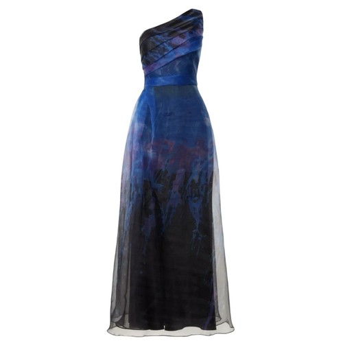 Rene Ruiz Collection Size 6 Organza One Shoulder Evening Gown Multicolor Blue - Picture 2 of 9