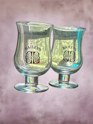 Baileys Irish Cream Gold Celtic Knot Stemmed Tulip Cordial Glasses Set of 2 