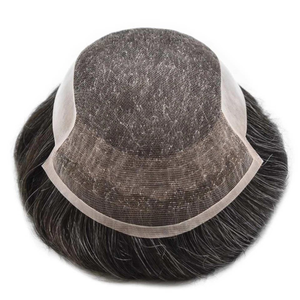 Substituição de cabelo humano peça unidade de cabelo masculino natural toupee para homens - Imagem 2 de 4