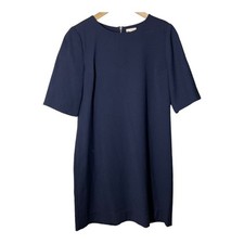 Gap Navy Blue Shift Dress Exposed Zipper Back Elbow Short Sleeve 8