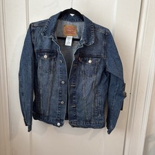 Levis Jacket Unisex L Blue Jean Denim Trucker Dark Wash Faded Youth Kids