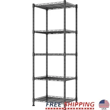 5 Tier Adjustable Shelving Unit Heavy Duty Storage Rack No Tools Assembly New