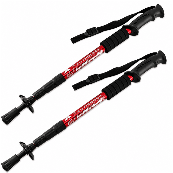 2 Stk. Teleskop Nordic Walking StöCke WanderstöCke Antischock 50-110Cm Aluminium-image