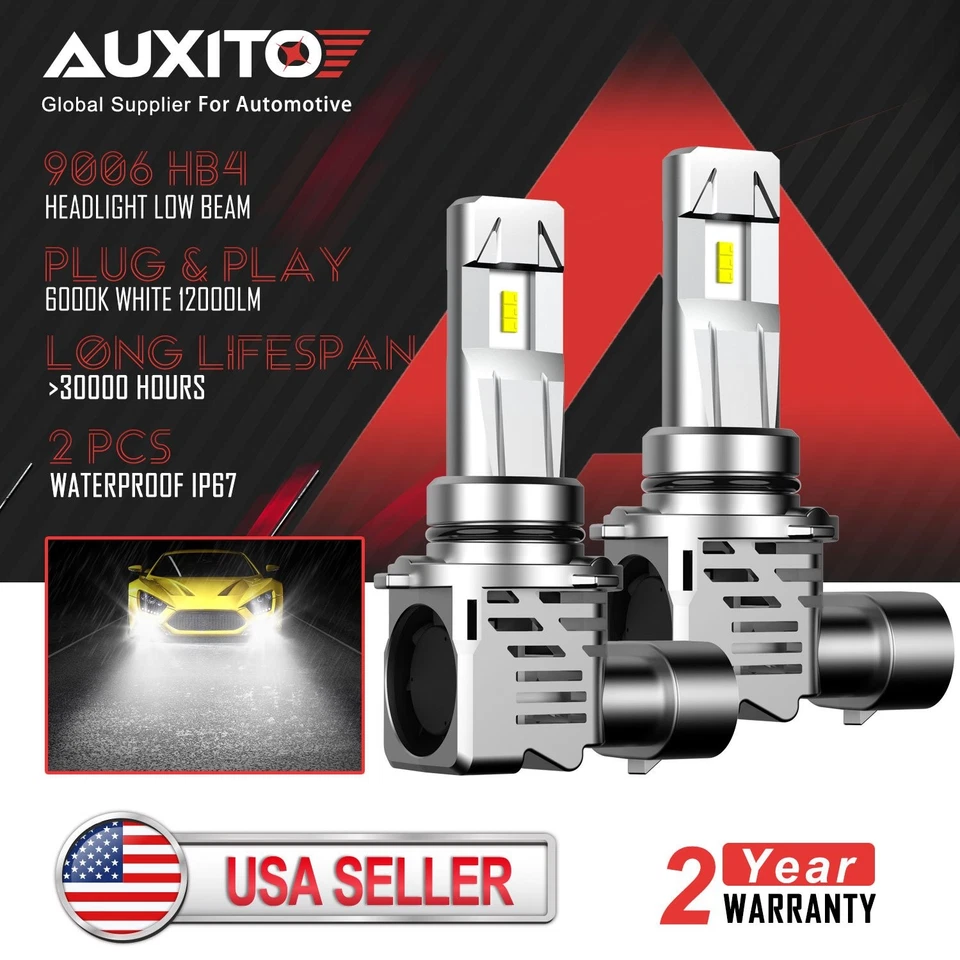 AUXITO 9006 LED HB4 Bulbs Headlight Kit Beam Low HID 6500K White High Power D - Image 2 of 4