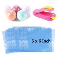 200 Pcs 6 X 6 Inch Shrink Wrap Bags with Bonus Mini Heat Sealer, Bags for Handma