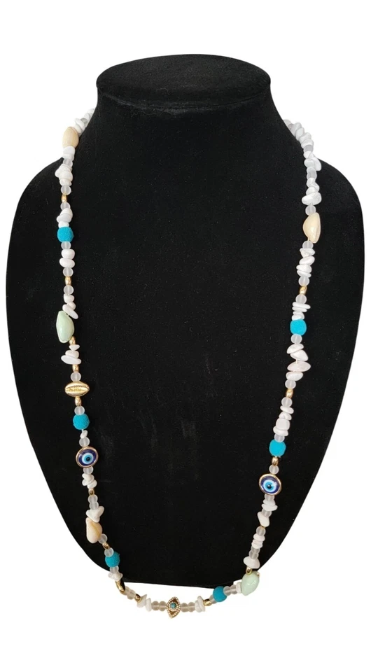 Collar Rebecca Minkoff con cuentas y turquesa llamativo detalles dorados nuevo con etiquetas Foto 2 de 4