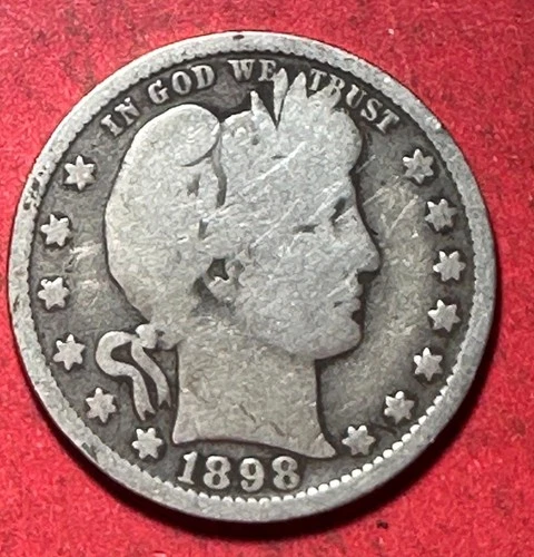 1908 US Barber SILVER Quarter "Philadelphia" Mint! Good! Old US Coin!