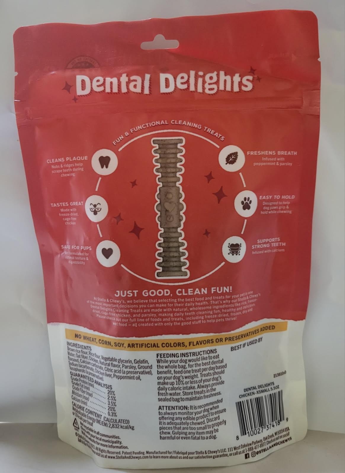 STELLA & CHEWY'S DENTAL DELIGHTS 4 IN 1 DENTAL TREATS FOR DOGS (LOT OF 2)