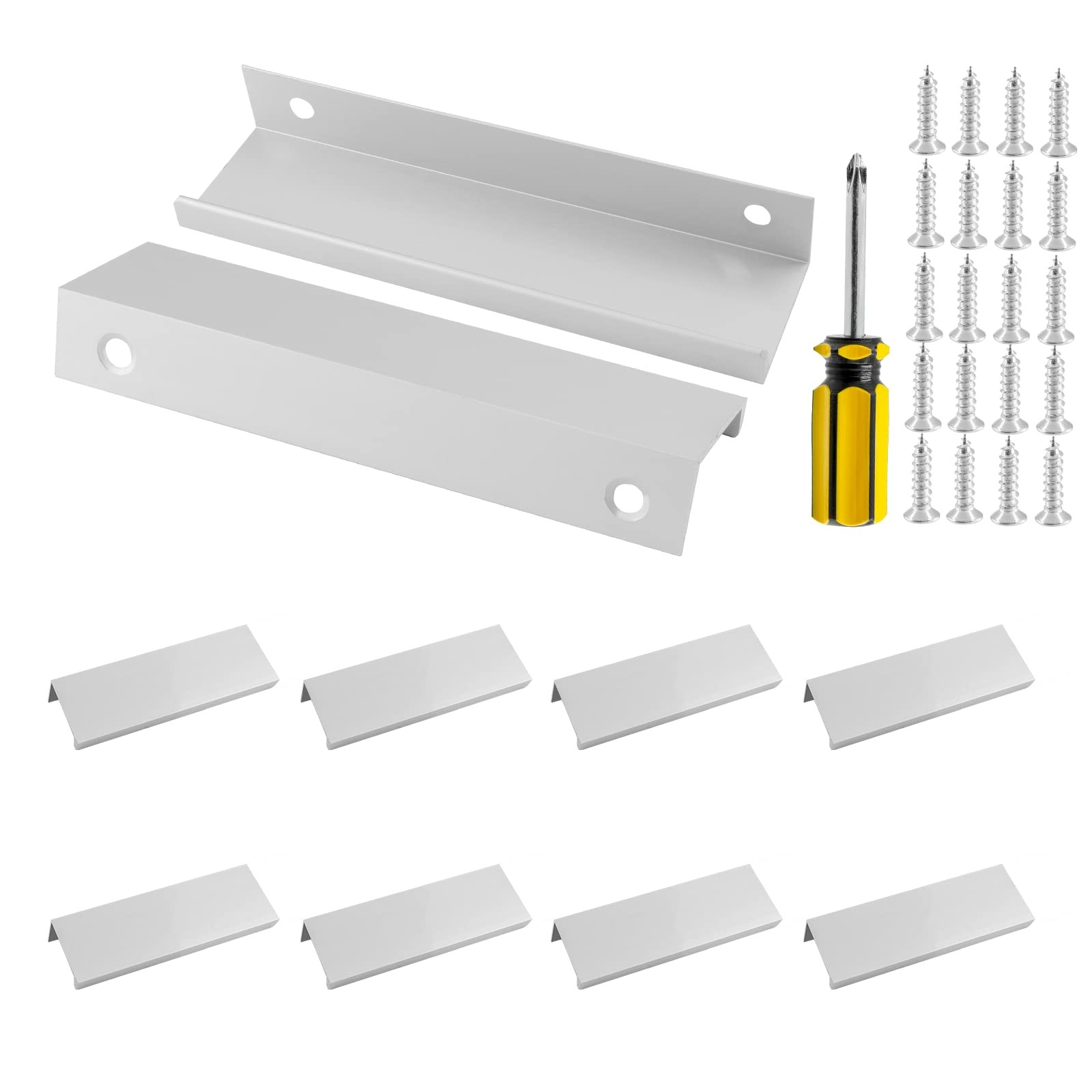 10 Pcs Finger Edge Pull Handles, Silver 80mm/3.15