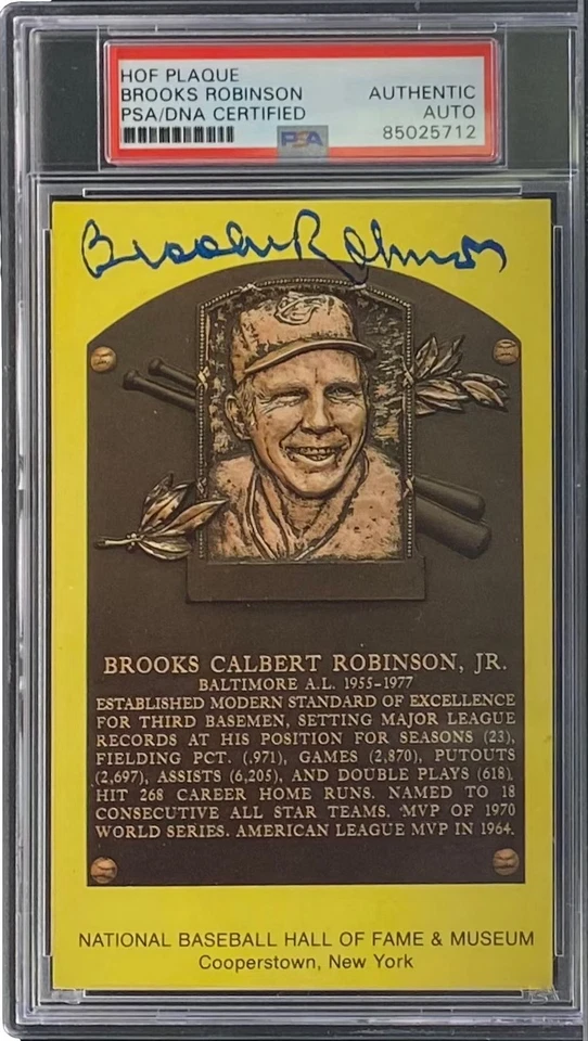 Brooks Robinson Signed 4x6 Baltimore Orioles HOF Plaque Card PSA/DNA 85025712 - Image 4 of 4