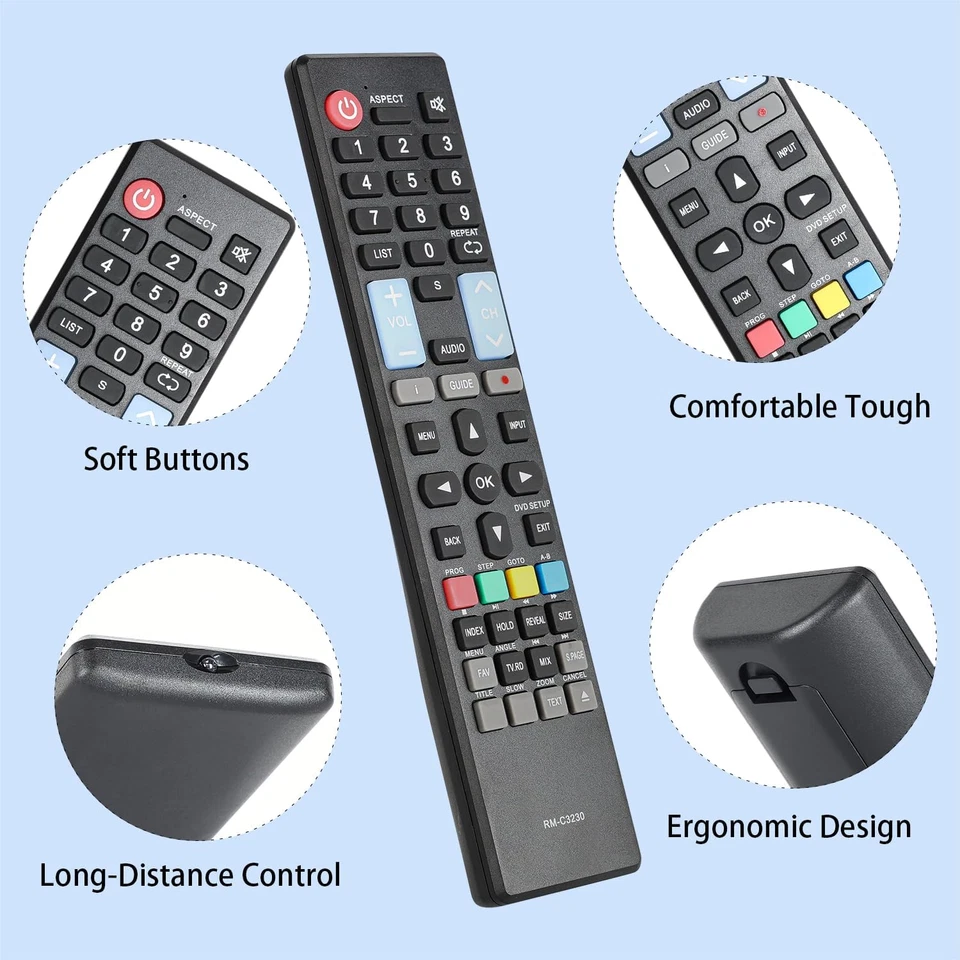 Telecomando RM-C3230 Compatibile Con RCA HKC HD TV 32C9A 24C2NB 24C2NBD 40F1FHD- - Immagine 2 di 4