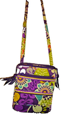 Vera Bradley Plum Crazy Mini Hipster Crossbody Organizer Shoulder Bag Purse