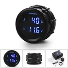 2" 52mm Digital Water Temp Gauge＆Voltmeter 12V/24V Blue LCD with Sensor 1/8NPT
