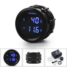 2 52mm Digital Water Temp Gaugevoltmeter 12v24v Blue Lcd With Sensor 18npt