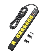 DEWENWILS Industrial Power Strip 8 Wide-Spaced Outlet, Metal Workshop Power Stri
