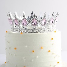 Beautiful Crystal Large Crown Cake Decoration Crown Cake Topper for Gril Birthda