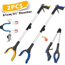 2PCS 81cm Foldable Grabber Reacher Litter Picker Mag Tip 4" Jaw Rotating Head
