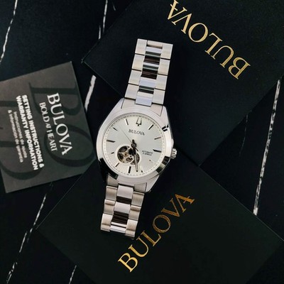 Bulova 96A274 Suveyor Automatic White Dial Stainless Steel Men's Wristwatch 42MM