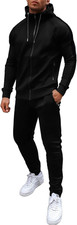 Tracksuit Mens with Zipper Pockets Full Zip Hoodie Sweatsuit 2 Pieces Running Jo