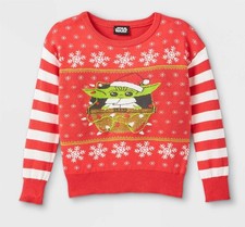 Toddler Girls' 18M Star Wars Baby Yoda Ugly Xmas Pullover Sweater Mandalorian