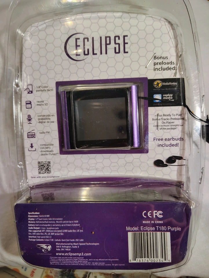 Eclipse T180 Touchscreen 4GB MP3/Video Player BRAND NEW, NEVER OPENED - Image 2 of 2