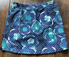 Adidas Golf Skort Womens S 30 " x 17" Navy Blue Teal Floral Polka Dot Stretch