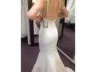 SAMPLE Sexy Satin Fit & Flare, White Empire Wedding Dress, BLING Straps, Size 2