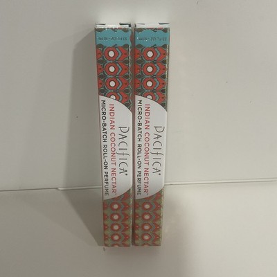 2 X Pacifica Indian Coconut Nectar Micro-Batch Roll-On  Perfume NIB 0.33oz