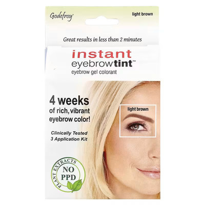 Godefroy Instant Eyebrow Color, Light Brown, 0.18 oz, 3 applications per kit
