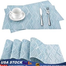 US Set of 4 Placemats Wipeable PVC Placemats Heat-resistant Non-slip
