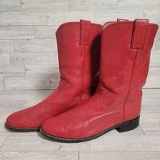 Vintage 90's Justin Western Red Leather Rodeo Roper Cowboy Boots Women s 7.5 B