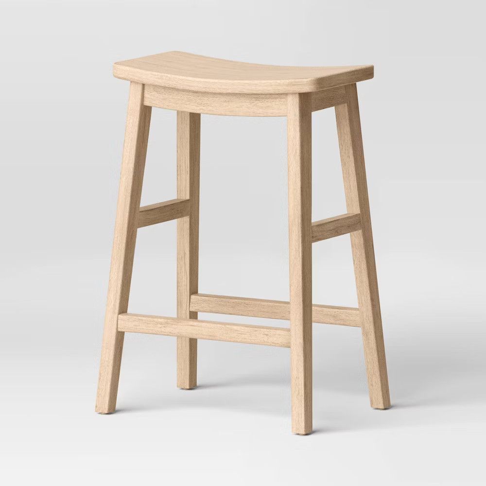 Modern All Wood Counter Height Barstool Natural - Threshold 11090₽