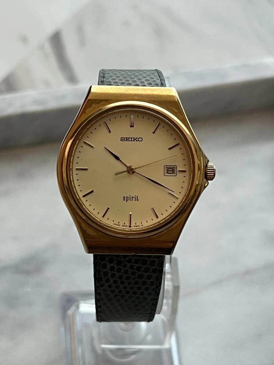 Battery replaced SEIKO SPIRIT Gold DATE Rare Vintage