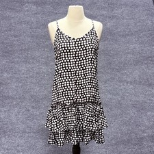 De Sepreso Dress Womens Medium Black White Polka Dot Ruffle Hem Slip Midi Style